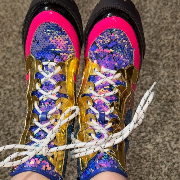 Cape Robbin Shoes - Cape Robbin Pink and Gold Sequin Heeled Boots